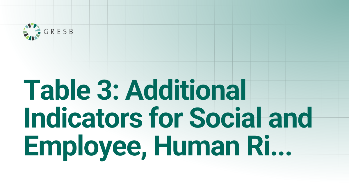 Table 3: Additional Indicators for Social and Employee, Human Rights ...
